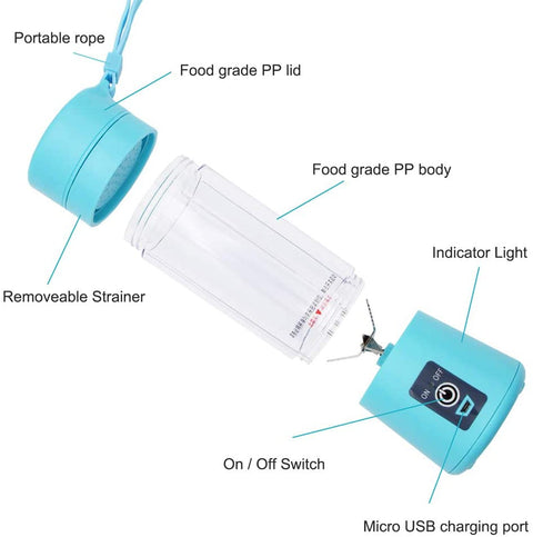 USB Portable Juicer Blender 380ml | 6 Blade Mini Fruit Blender My Store