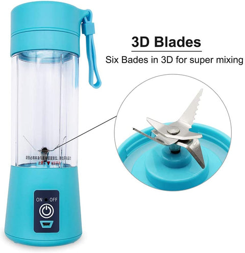 USB Portable Juicer Blender 380ml | 6 Blade Mini Fruit Blender My Store