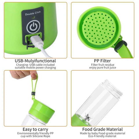 USB Portable Juicer Blender 380ml | 6 Blade Mini Fruit Blender My Store