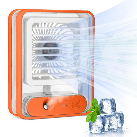 Portable cooling fane with LED light