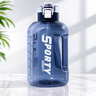 Happy Sporty 2000ML Water Bottle – Motivational 2L Bottle with Time Marker