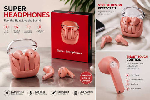Super Headphones Wireless Bluetooth Earbuds with Charging Case My Store