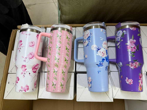 Stainless Steel Flower Design Vacuum Insulated Tumbler My Store